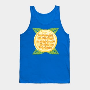 Lemon slice on green leaves with yellow lettering Tank Top